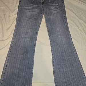 Vintage Flared y2k Bongo Stretchy Women's pinstripe Lowrise Size 11 Jeans